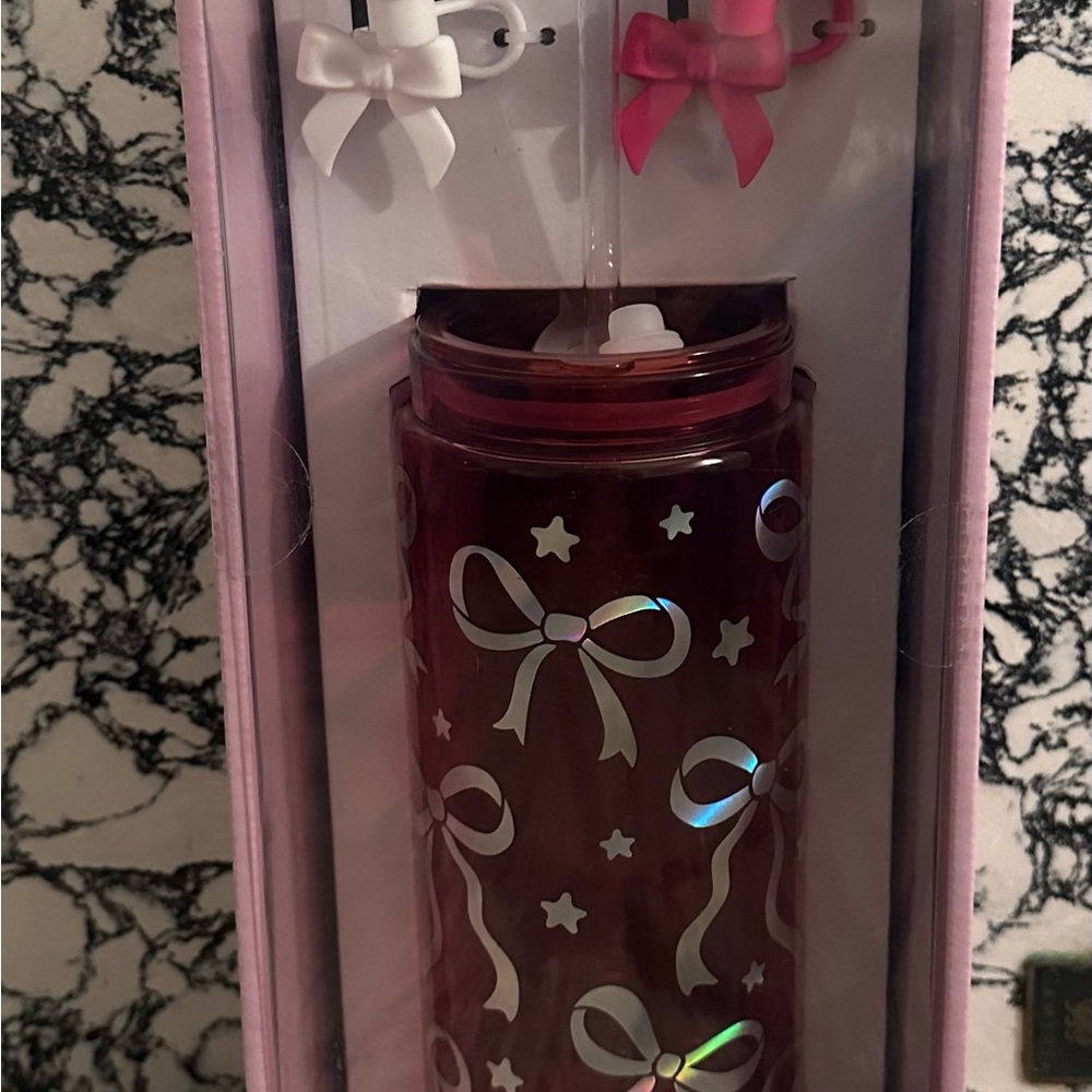Red Tumbler with Bow Design